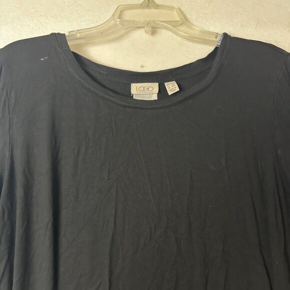 Logo By Lori Goldstein blouse shirt sz 1X Tunic with Burnout crushed Velvet trim - Picture 4 of 9